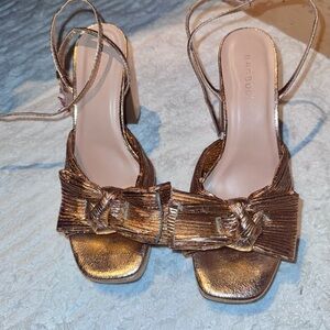 BAMBOO Rose Gold Heels Slingback Sandals